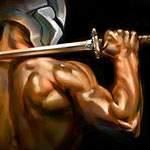 cyborg ninja painting on the Cintiq 22HD