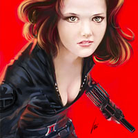 sexy black widoe cosplay painting