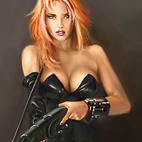 sexy girl with shotgun painting