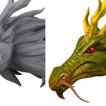 Dragon head modeling with Mudbox for details. Dragon textured.