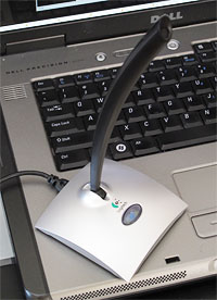 Logitech Desktop USB Microphone Placed on Laptop