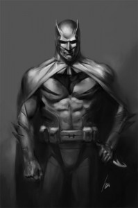 cintiq painting of Batman, the Dark Knight