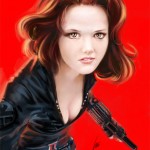 Sexy Drawing Painting Black Widow Cosplay