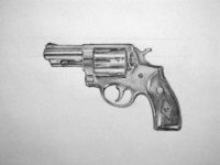 drawing a gun, revolver